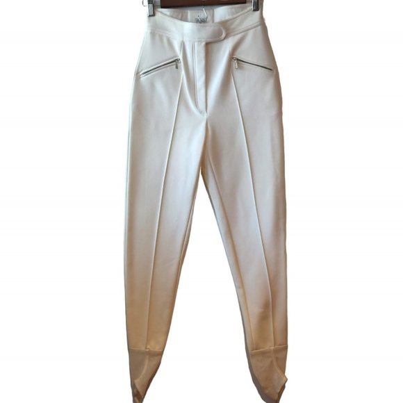 Wathne Womens New Flaws Vtg White Zip Pockets Stirrup Equestrian Snow Pants 4 - Picture 1 of 12